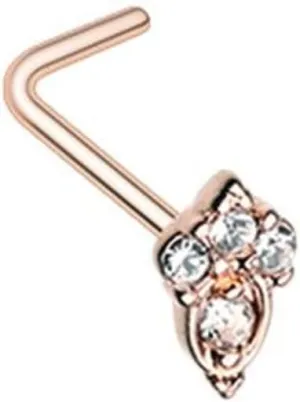 Rose Gold Elegant Victorian L-Shape WildKlass Nose Ring