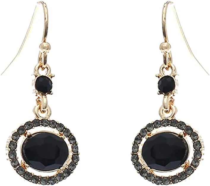 Rosemarie Collections Women's Unique Crystal Rhinestone Vintage Style Halo Dangle Earrings 1 inch