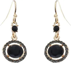 Rosemarie Collections Women's Unique Crystal Rhinestone Vintage Style Halo Dangle Earrings 1 inch