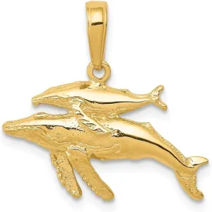 Roy Rose Jewelry 14K Yellow Gold Mother and Humpback Whale Pendant