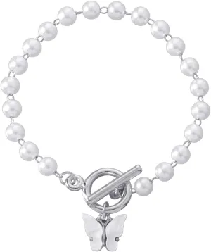 Rrdaily Bohemian Butterfly Dangle Bracelets for Women, Retro Pearl Bracelet Cute Animal Bracelet Hand Chain Jewelry Gifts