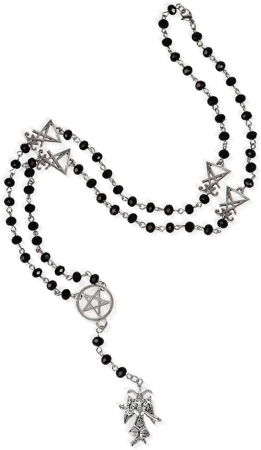 Sacina Baphomet Pentagram Necklace, Gothic Emo Grunge Necklace, Goth Jewelry, Halloween Christmas Jewelry Gift for Women