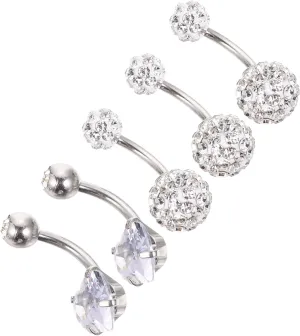 SAFIGLE Belly Piercing Jewelry Stainless Steel Navel Rings Belly Button Ring Set for Women