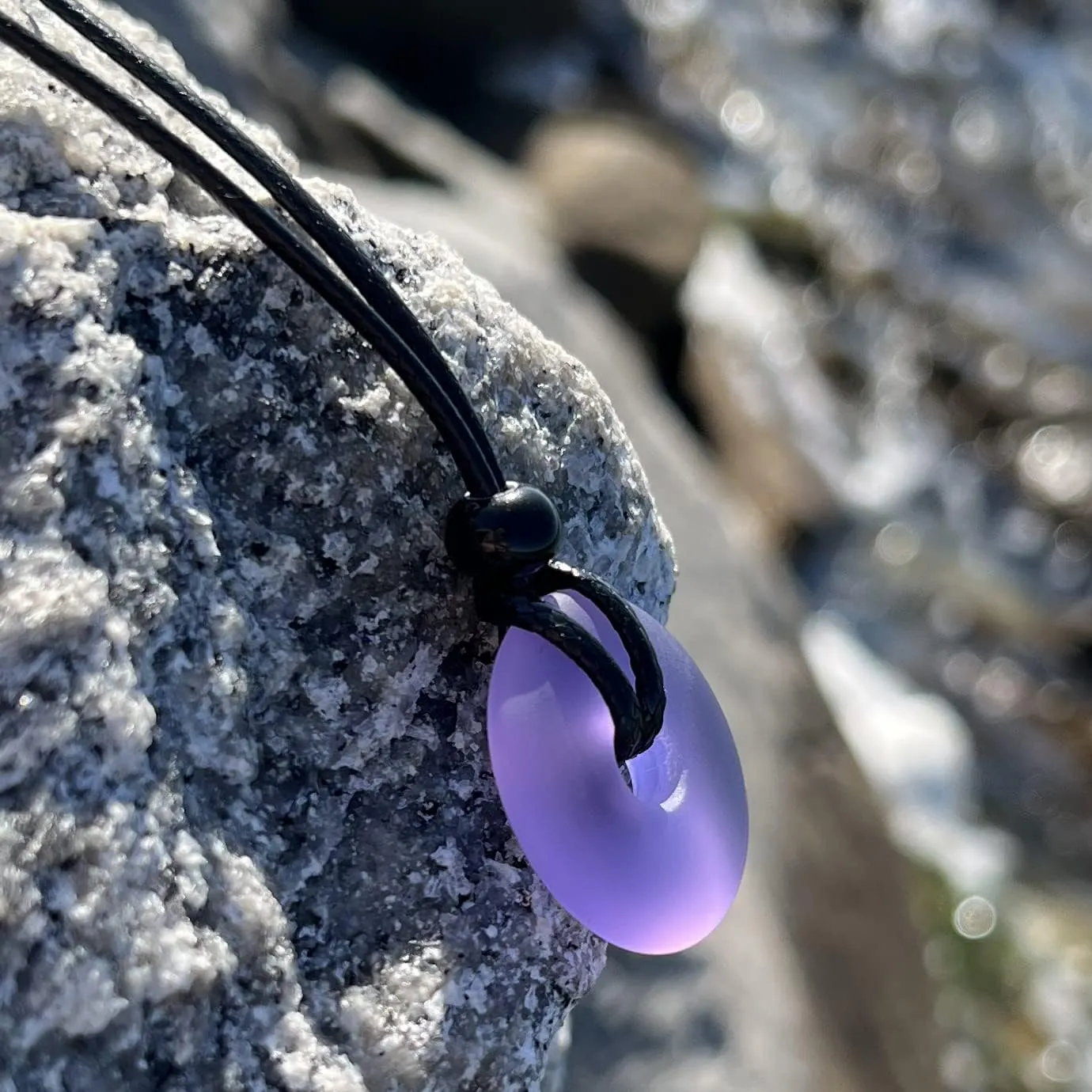 Sea Glass Jewelry - I am Happy Series - Classic Lucky Donut Necklace - Hawaiian Style Crystal Charm - Protection and Good Luck Amulet - Beach Jewelry for Women and Men - Handmade with Love