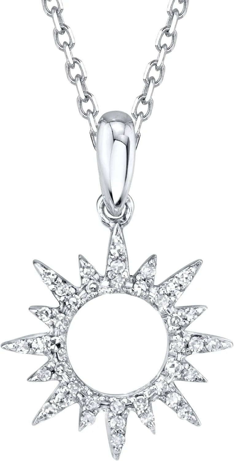 SERAFINA Diamond Charm Pendant Necklace Little Treasures | 925 Sterling Silver Name Necklace with Natural Diamonds | 16" to 18" Adjustable Necklace for Her