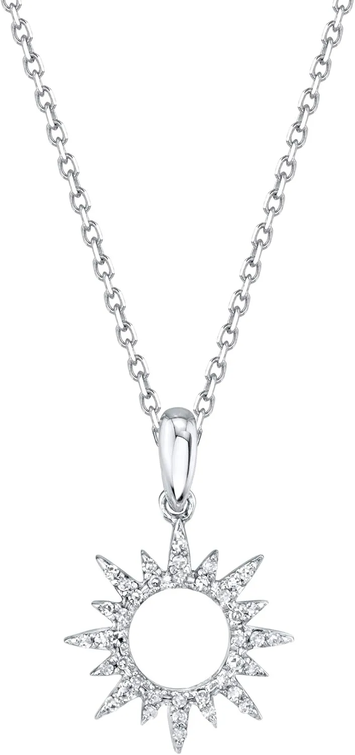 SERAFINA Diamond Charm Pendant Necklace Little Treasures | 925 Sterling Silver Name Necklace with Natural Diamonds | 16" to 18" Adjustable Necklace for Her
