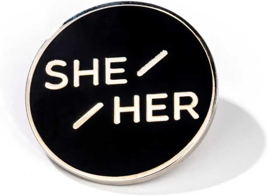 She Her Pronoun Brooch Button Non-Binary Badge Enamel Lapel Pin - NB Pride Genderqueer Gender Identity Pin