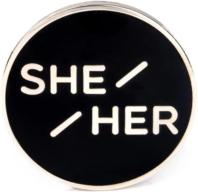 She Her Pronoun Brooch Button Non-Binary Badge Enamel Lapel Pin - NB Pride Genderqueer Gender Identity Pin