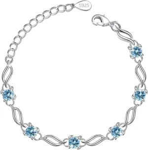Silver Bracelet for Women,wave Bracelet Shiny Crystal Diamond Adjustable Bracelet Mother's Day Jewelry Gift Birthday Christmas Gifts for Women Mom Wife