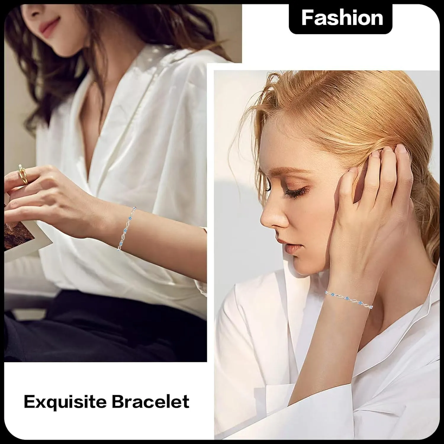 Silver Bracelet for Women,wave Bracelet Shiny Crystal Diamond Adjustable Bracelet Mother's Day Jewelry Gift Birthday Christmas Gifts for Women Mom Wife