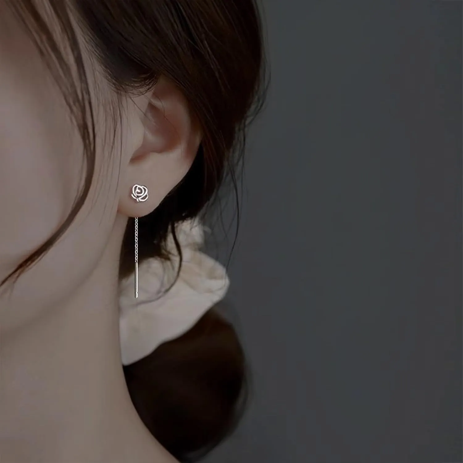 Silver Chain Earrings for Women Silver Threader Earrings Dainty Dangle Earrings for Women Hypoallergenic Thread Earrings for Women Korean Earrings