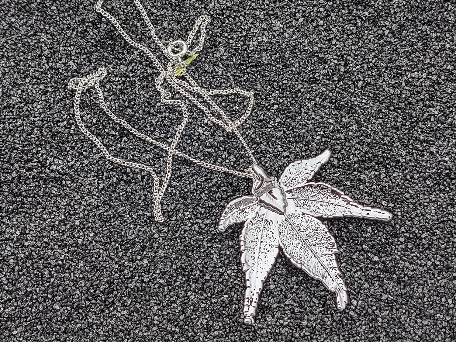 Silver Dipped Japanese Maple Real Leaf Necklace Nature Rustic Country Fine Jewelry LJ09
