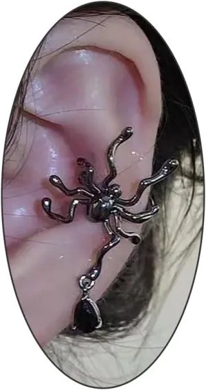 Silver Octopus Spider Ear Cuff Earrings, Retro Fun Animal Insect Non Piercing Clip On Cartilage Earrings, Cute Statement Jewelry Gifts for Women