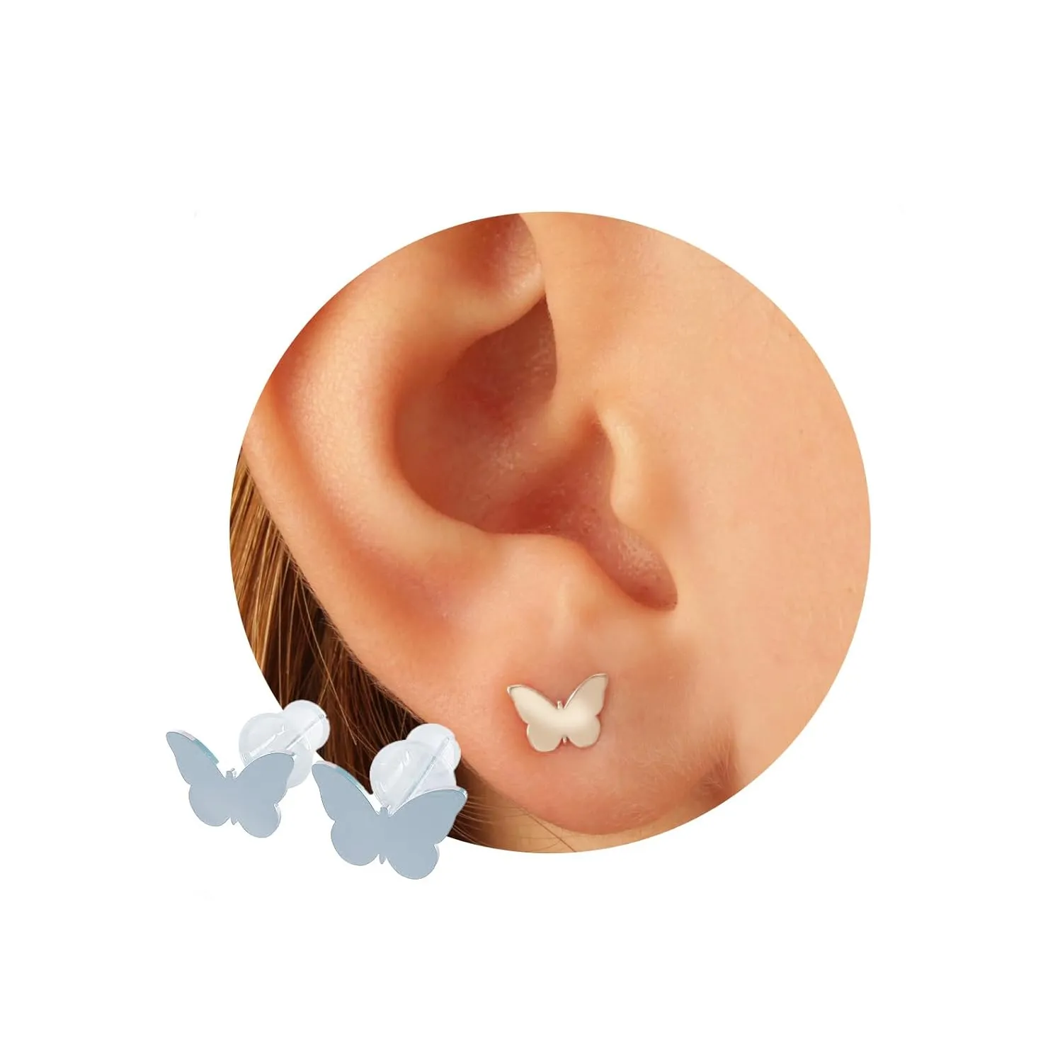 Silver Tiny Butterfly Earrings Pair 5MM 20G Shiny And Elegant 925 Sterling Silver Ear Studs