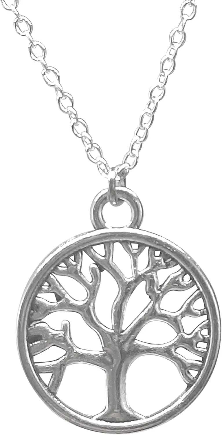 Silver Tree of Life Family Tree Pendant Necklace Fashion Jewelry Christmas Birthday Gifts for Women Family Gifts for Mom Grandma Teen Best Friend Teacher