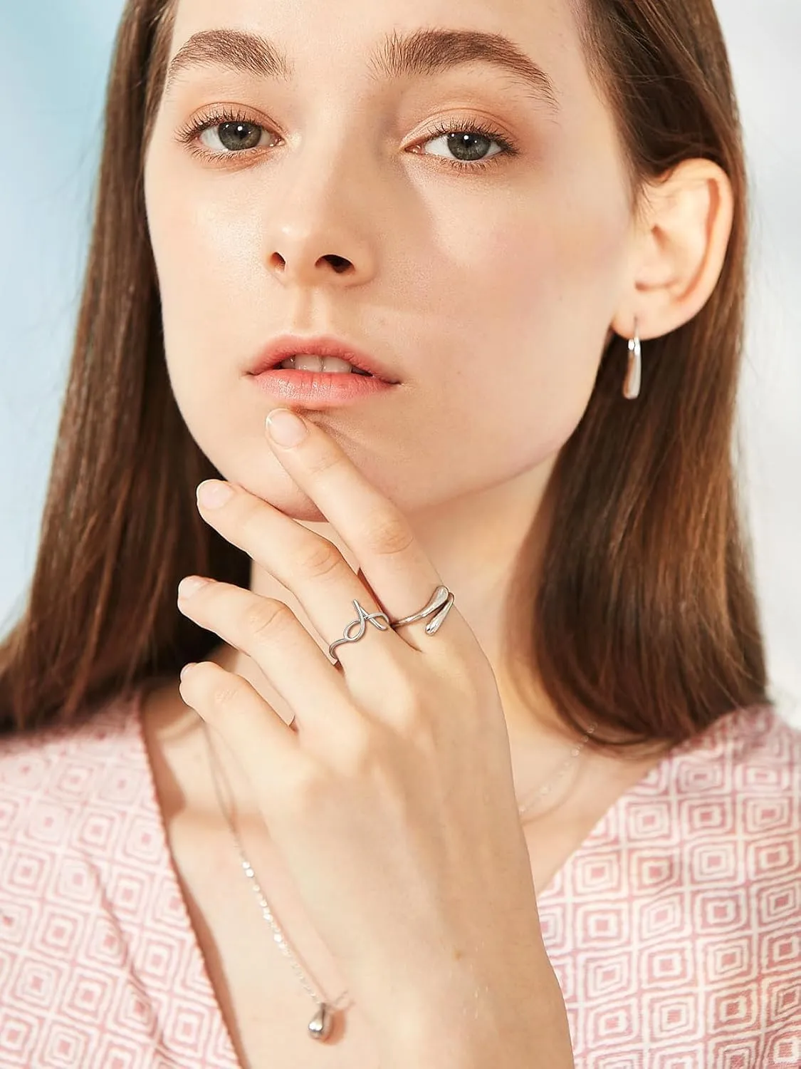 SILVERCUTE S925 Initial Rings, Adjustable Size 6-12 Statement Alphabet Letter A-Z Jewelry Personalized Twisted Initials Rings Sterling Silver Stacking Ring for Women