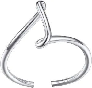 SILVERCUTE S925 Initial Rings, Adjustable Size 6-12 Statement Alphabet Letter A-Z Jewelry Personalized Twisted Initials Rings Sterling Silver Stacking Ring for Women