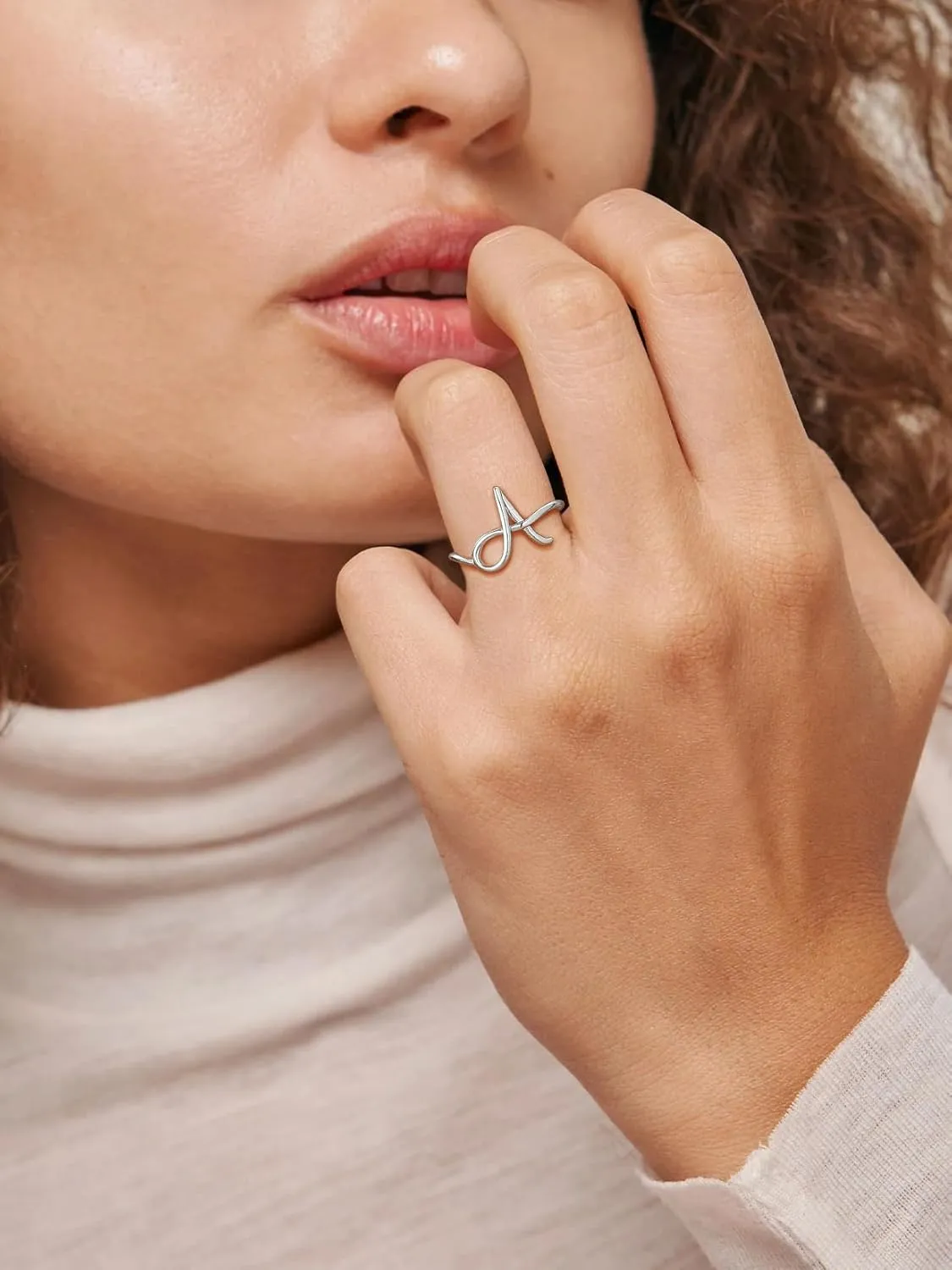 SILVERCUTE S925 Initial Rings, Adjustable Size 6-12 Statement Alphabet Letter A-Z Jewelry Personalized Twisted Initials Rings Sterling Silver Stacking Ring for Women