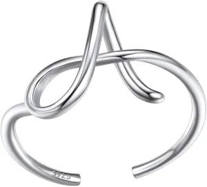 SILVERCUTE S925 Initial Rings, Adjustable Size 6-12 Statement Alphabet Letter A-Z Jewelry Personalized Twisted Initials Rings Sterling Silver Stacking Ring for Women