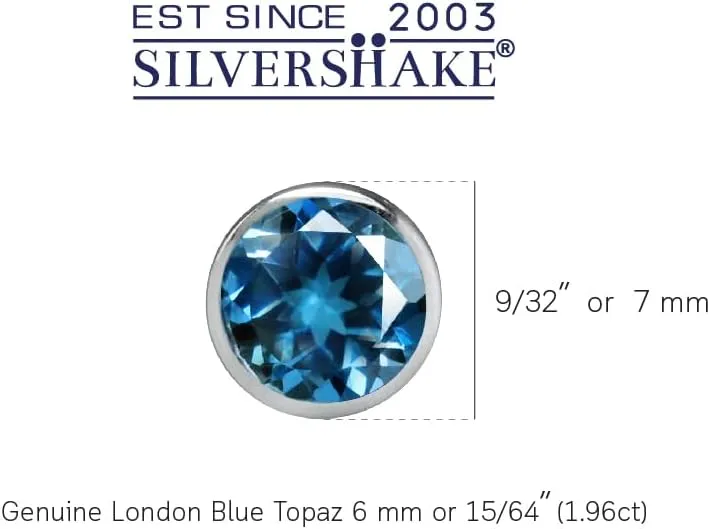Silvershake 6MM Round Shape Bazel Set Birthstone Gemstone 925 Sterling Silver Stud Post Earrings Jewelry for Business Women or Teens