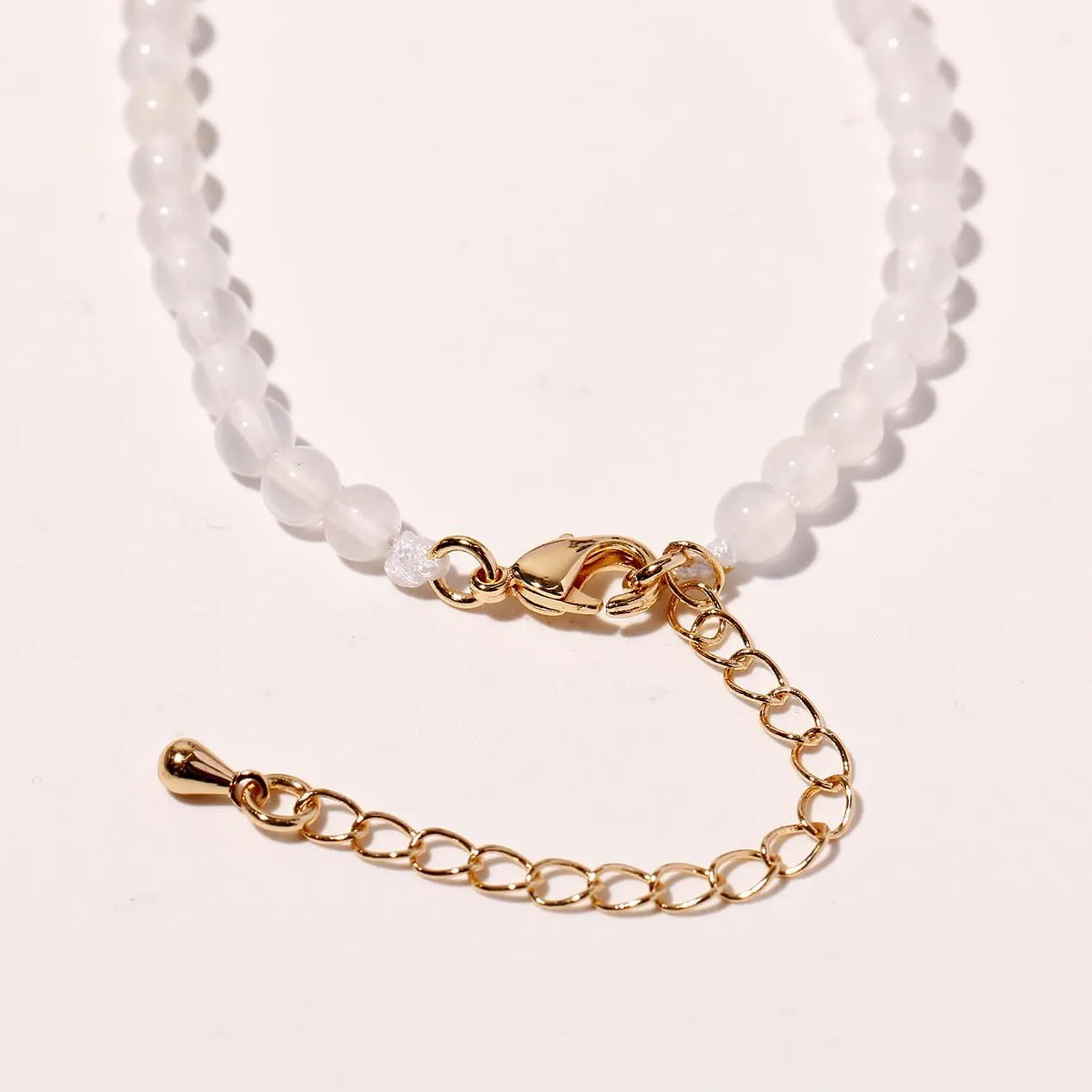 Simple Choker Necklace for Women Real Stone and Crystals Necklaces 4mm Beaded Choker Jewelry Meditation Gift for Women (16" 2")