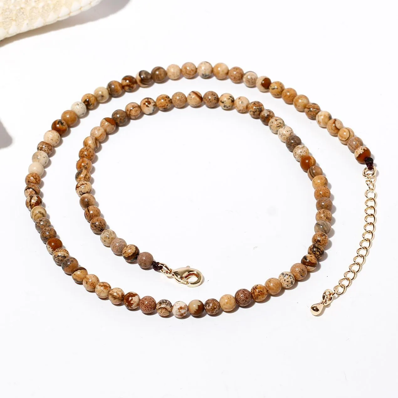 Simple Choker Necklace for Women Real Stone and Crystals Necklaces 4mm Beaded Choker Jewelry Meditation Gift for Women (16" 2")