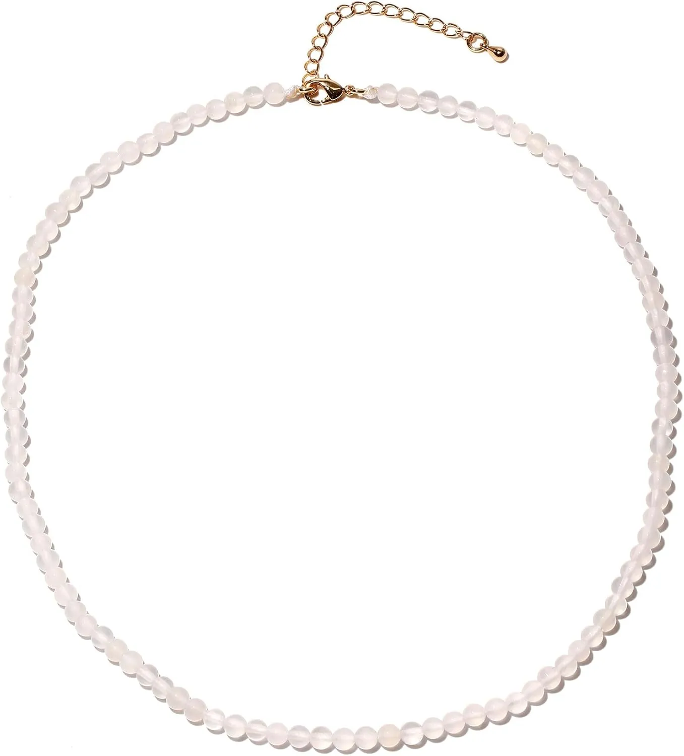 Simple Choker Necklace for Women Real Stone and Crystals Necklaces 4mm Beaded Choker Jewelry Meditation Gift for Women (16" 2")