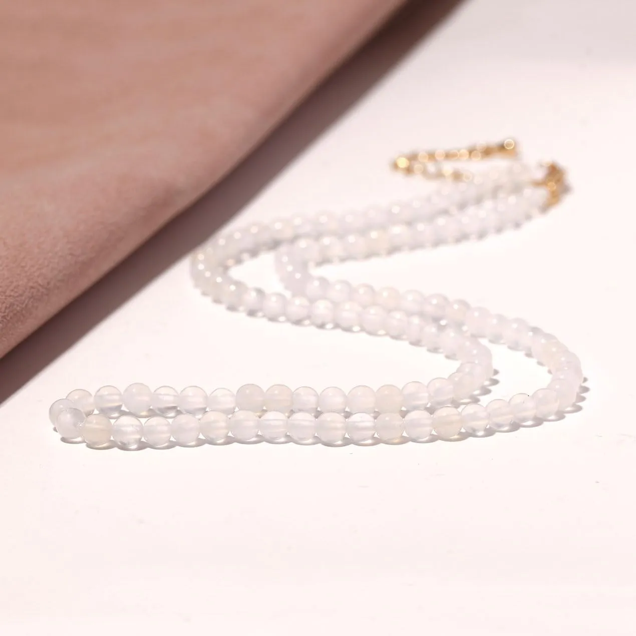 Simple Choker Necklace for Women Real Stone and Crystals Necklaces 4mm Beaded Choker Jewelry Meditation Gift for Women (16" 2")