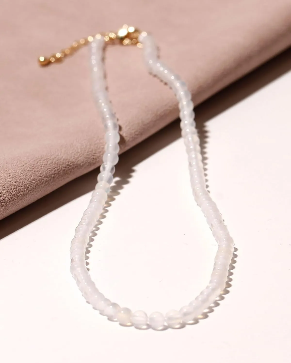 Simple Choker Necklace for Women Real Stone and Crystals Necklaces 4mm Beaded Choker Jewelry Meditation Gift for Women (16" 2")