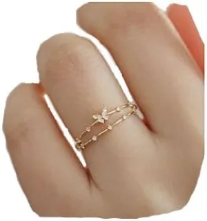 Sither Butterfly Crystal Rings for Women Boho Butterfly Rings Jewelry for Halloween Christmas Gift