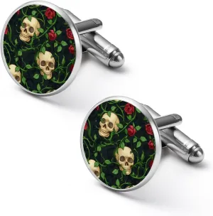 Skulls Vine Roses Fashion Cufflinks For Men Alloy Tuxedo Shirt Cuff Links For Business Wedding Party 1.7cm