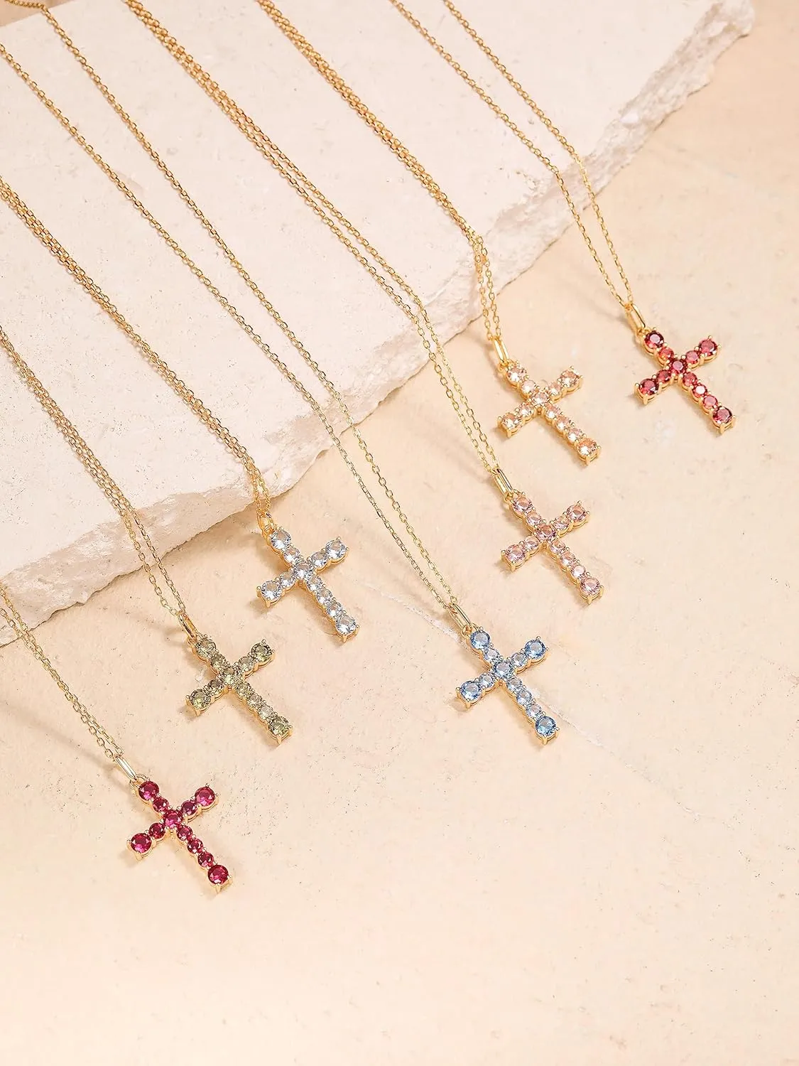 S.Leaf Cross Necklace for Women Cross Chain Necklace Sterling Silver Cubic Zirconia Gold Cross Necklace for Women