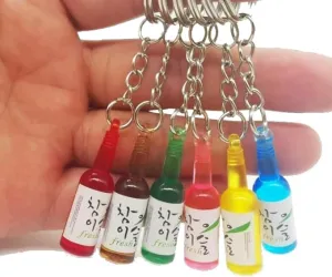 Soju Cans Keychain Fashion Drink Soju Bottle Simulation Resin Beer Wine Trinket Pendant Jewelry, Charms Car Accessories, Car Keychain