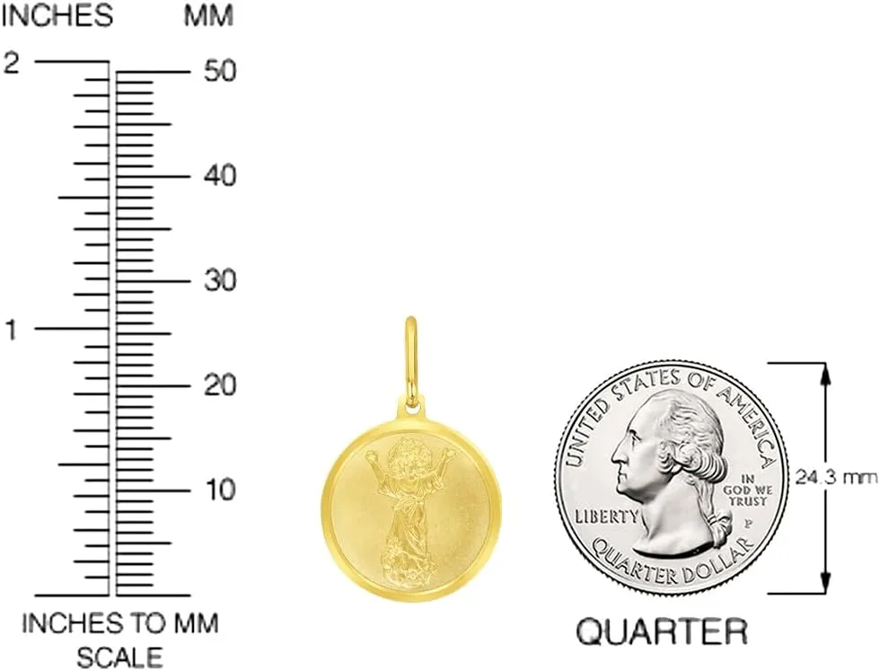 Solid 14k Yellow Gold Divino Nio Divine Jesus Round Medal Pendant with Cable, Cuban Curb, or Figaro Chain Necklaces
