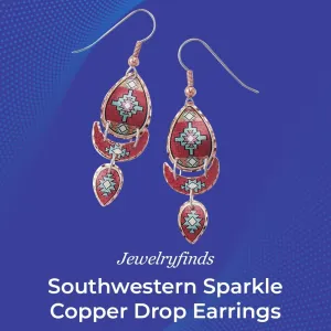 Southwestern Sparkle Copper Drop Earrings for Women, Dangling Western Style Earrings, Jewelry Gift