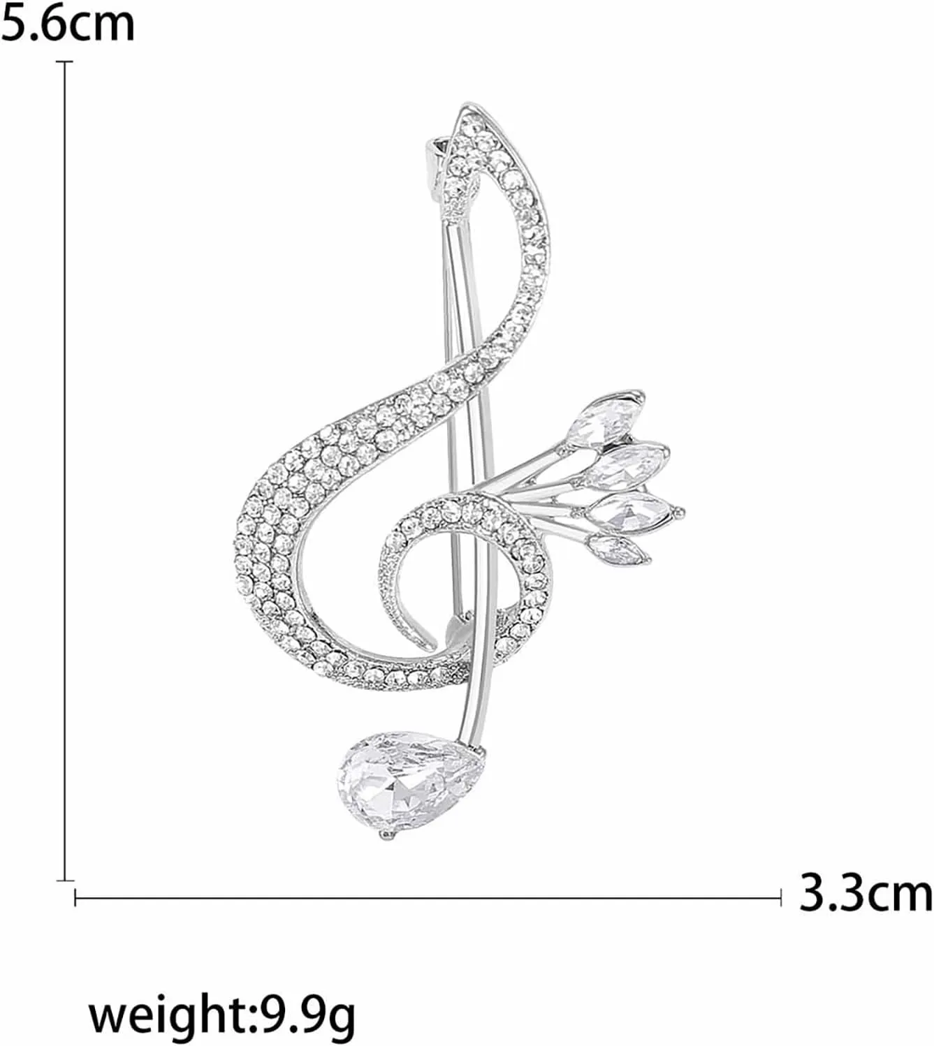 Sparkling Rhinestone Musical Note Brooch Pin Gold/Silver/Blue/Purple Crystal Note Brooch Lapel Pins 70/80S Music Enthusiast Pin Suit Dress Bag Hat Jewelry for Women