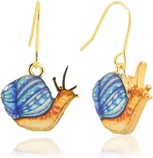 Spinningdaisy Lovely Dangling Animal Earrings | For Animal Lovers (Snail Blue)