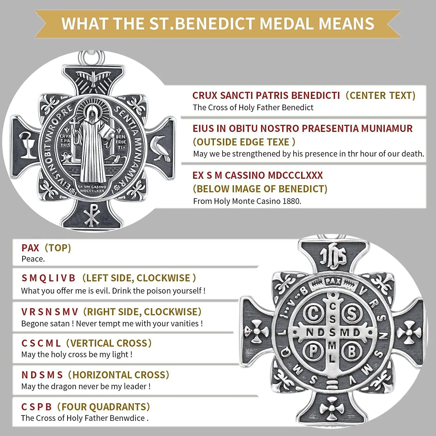 St Christopher/Benedict/Michael Pendant for Men, S925 Sterling Silver Cross Pendants Medals Protection Religious Amulet Jewelry For Men Women