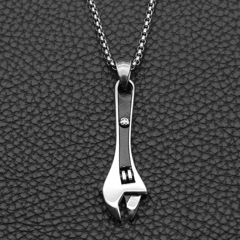 Stainless Steel Wrench Spanner Pendants Necklace