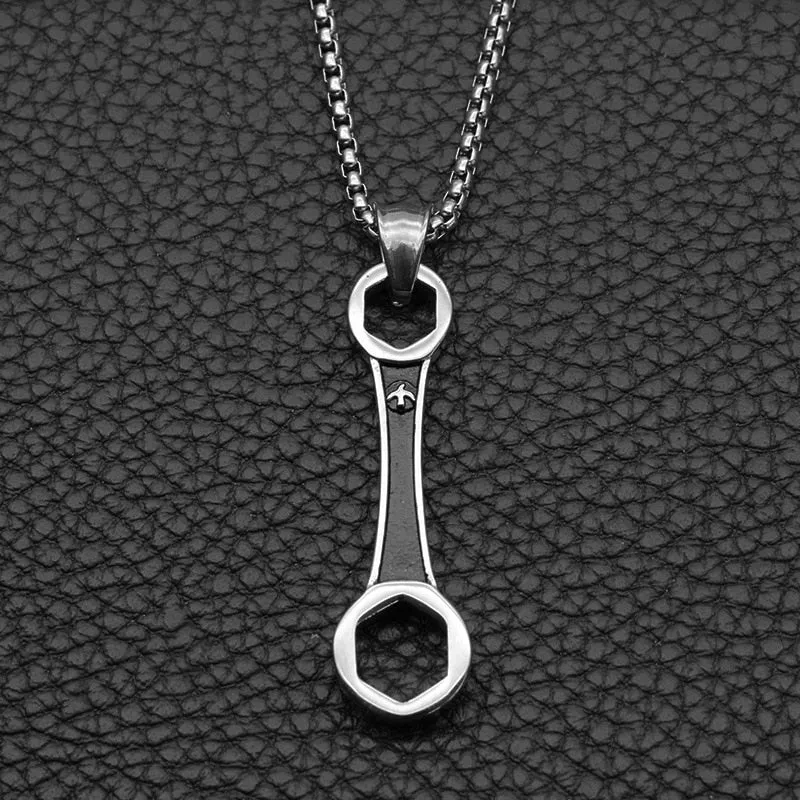 Stainless Steel Wrench Spanner Pendants Necklace