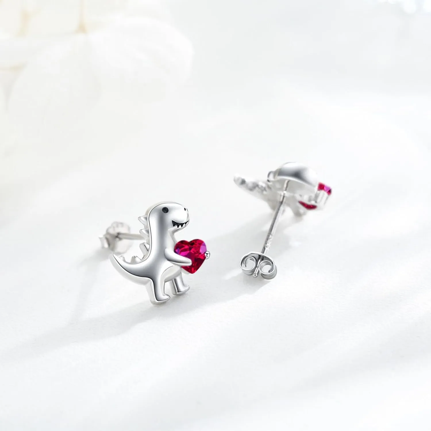 Sterling Silver Dinosaur Stud Earrings - Hypoallergenic, Cute Dinosaur Jewelry Gifts for Women or Daughter
