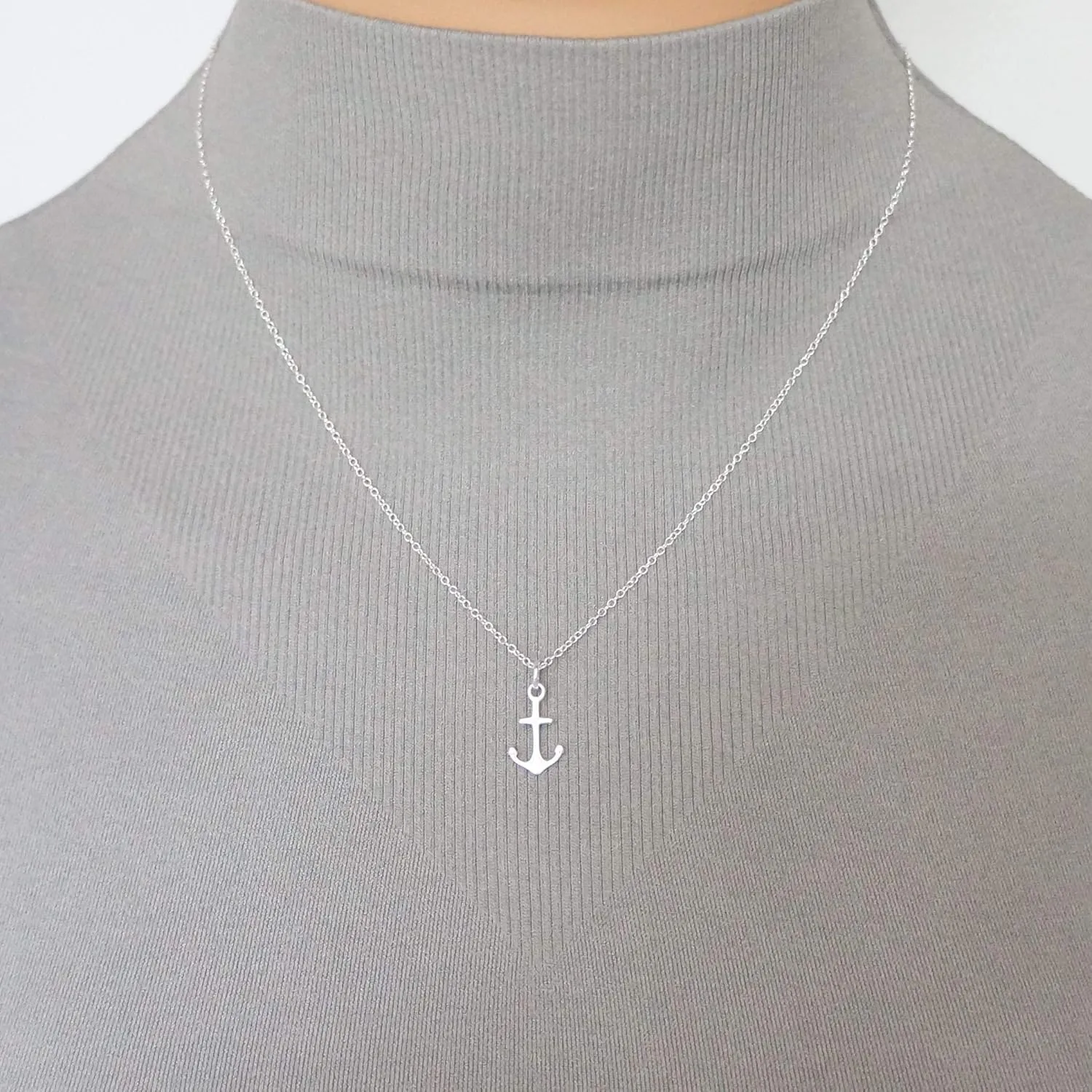 Sterling Silver Small Anchor Necklace 16, 18 or 20 inch (18 inches long)