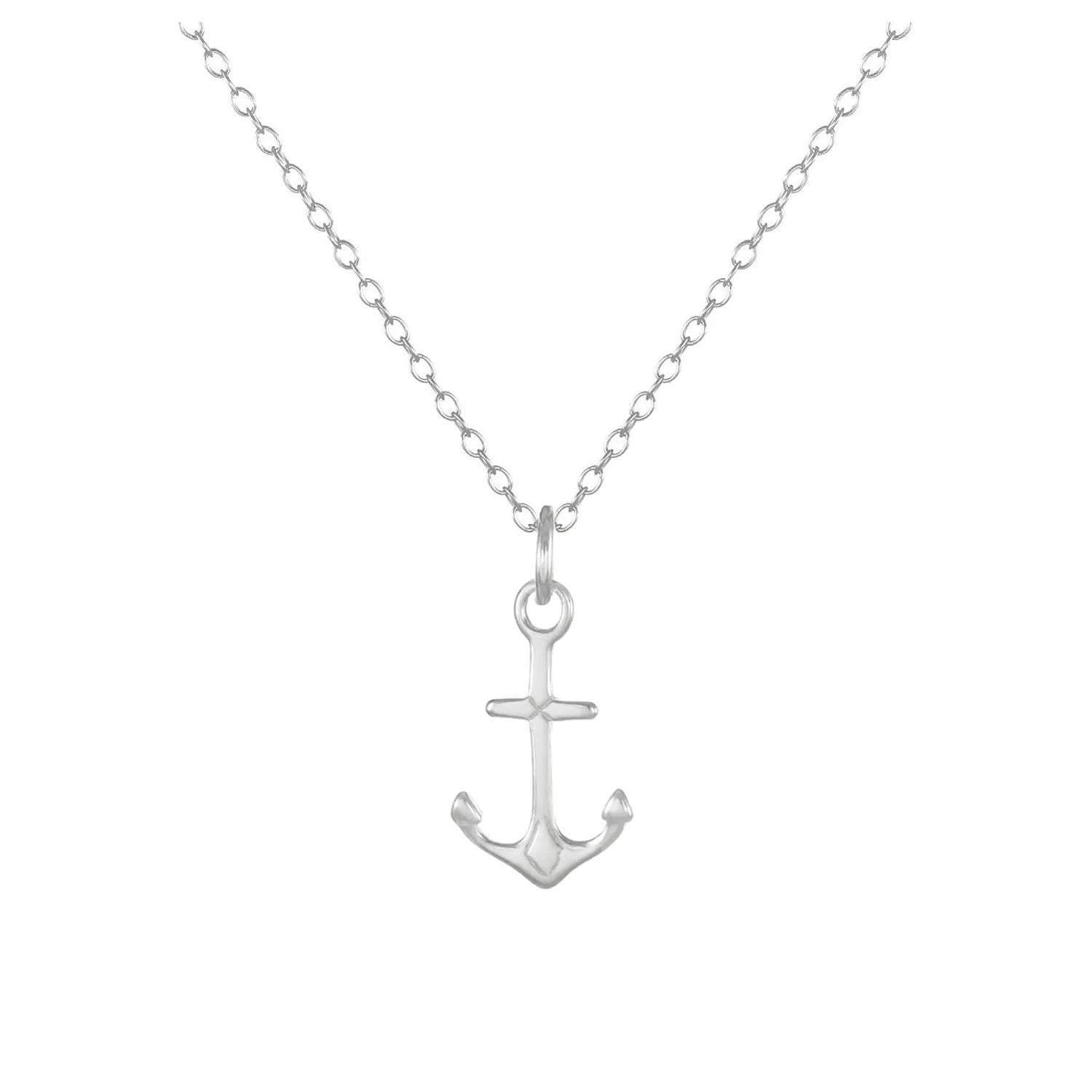 Sterling Silver Small Anchor Necklace 16, 18 or 20 inch (18 inches long)