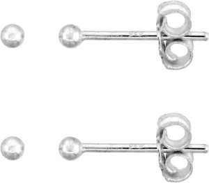 Sterling Silver Teeny 2mm Ball Stud Earrings/Nose Studs for Women & Teens 1/16 inch