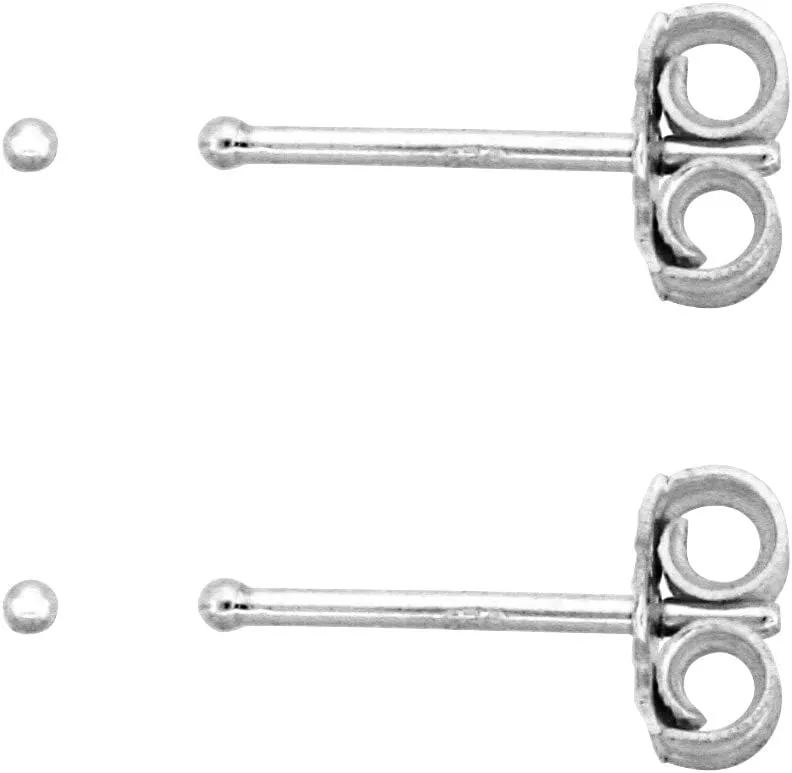 Sterling Silver Very Tiny 1mm Ball Stud Earrings/Nose Studs for Women & Teens 1/32 inch