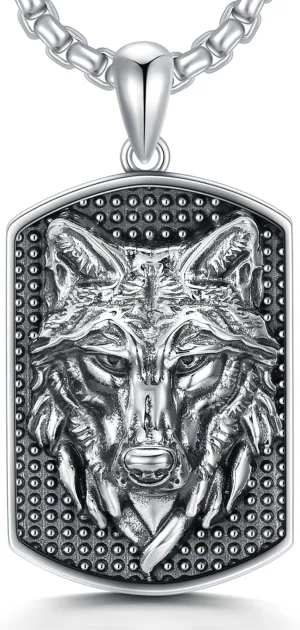 Sterling Silver Wolf Pendant Necklace - Handmade Jewelry Gift for Women, Men, Him or Her