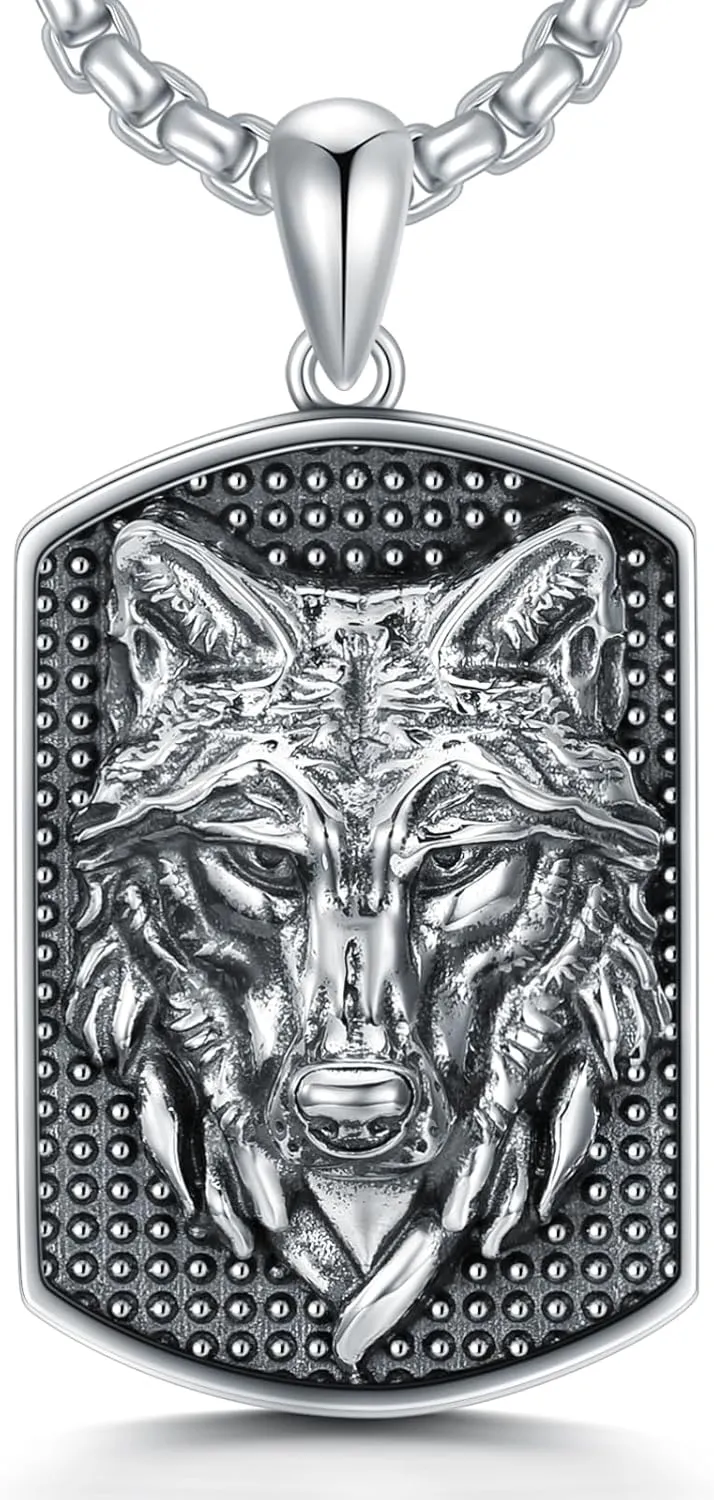 Sterling Silver Wolf Pendant Necklace - Handmade Jewelry Gift for Women, Men, Him or Her