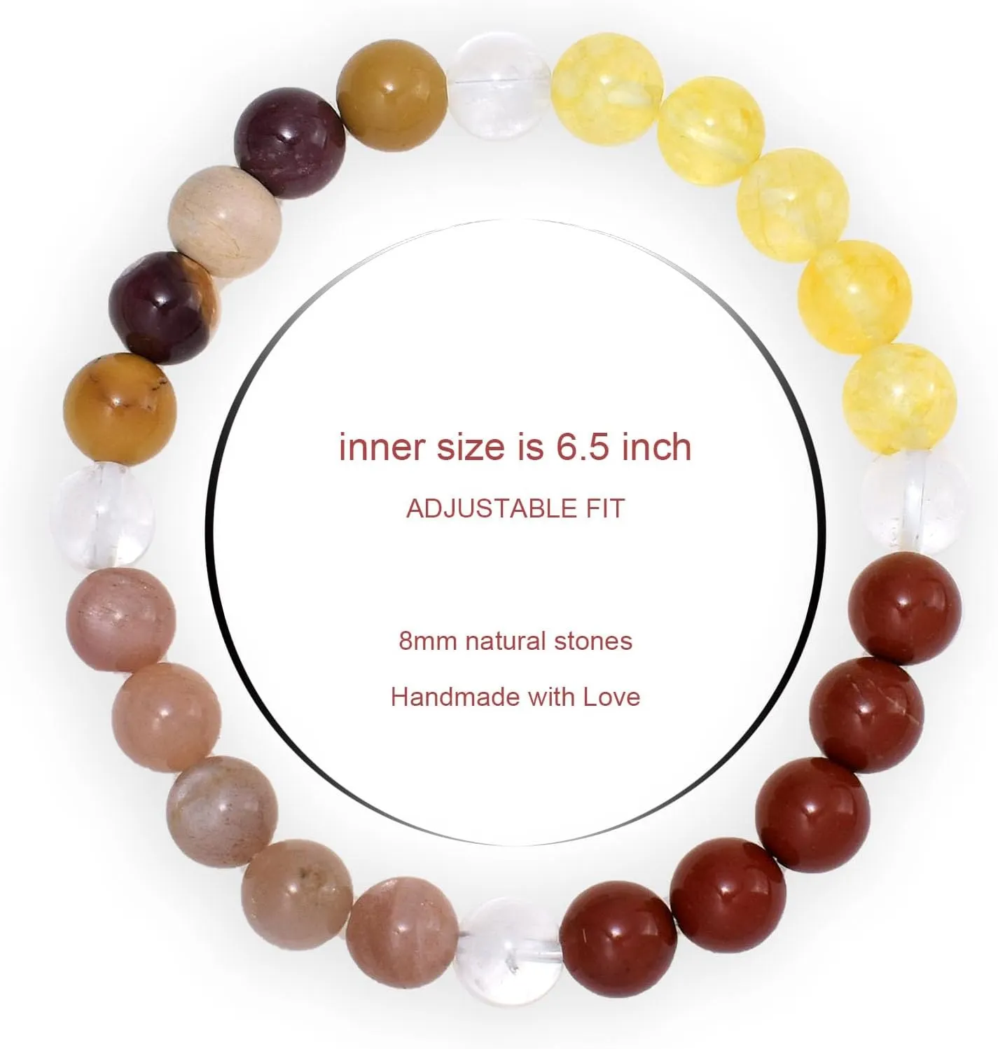 Strong Healing Crystal Bracelet 8MM Genuine Stone Bracelet Lucky Beaded Bracelet Chakra Bracelet 6.5 inch Positive Energy Bracelet Inspirational Gifts for Women Mom