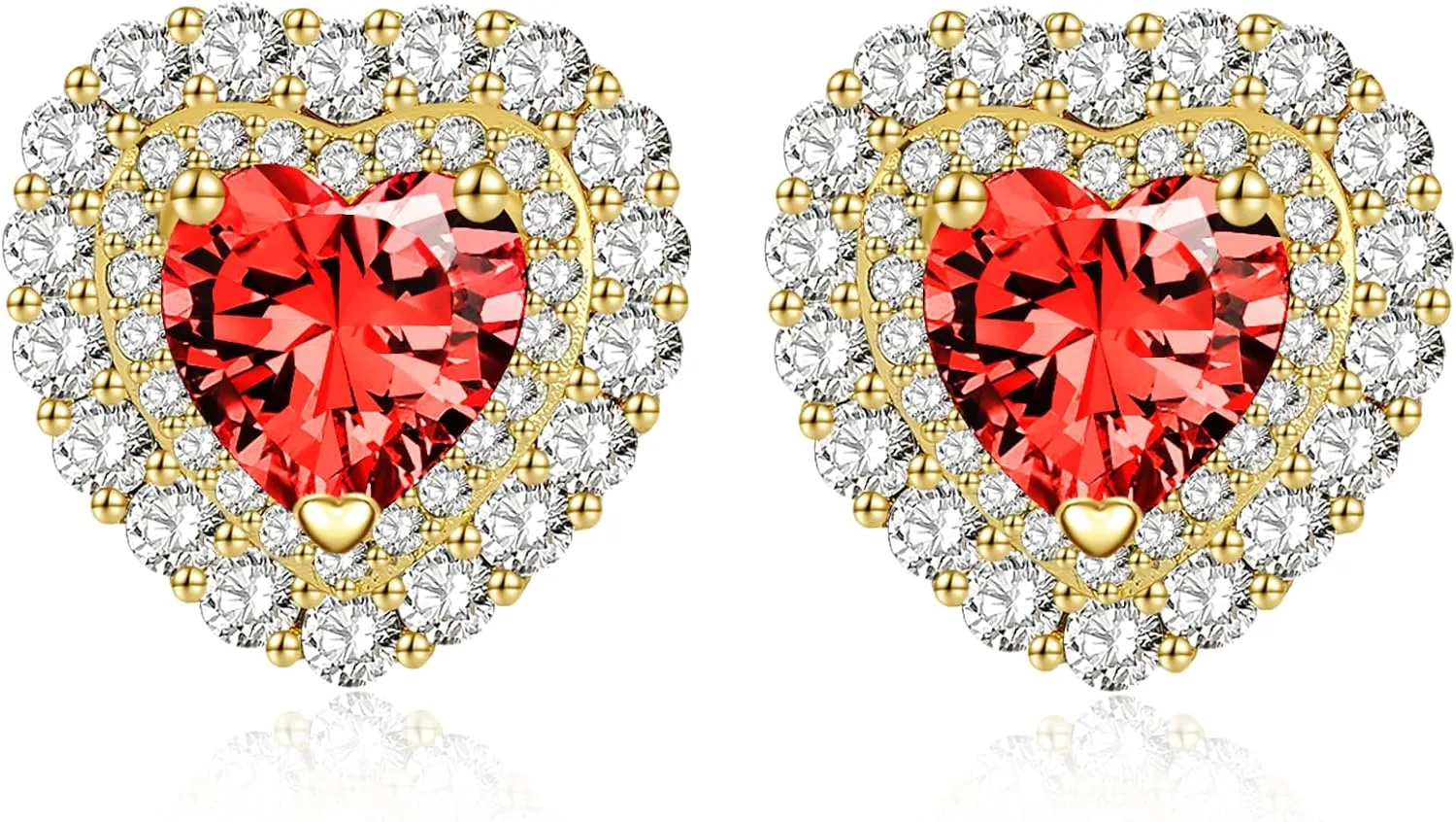 Stud Crystal Heart Earring For Women,New Year,Valentine's Day,Birthstone,CZ Earring,Fashion Jewelry,14K Gold Plated/Sliver Tone,Gifts for Mother Daughter Wife Girlfriend