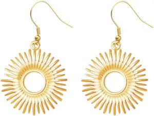Sunburst Earrings for Women with 925 Sterling Silver Hooks,Hypoallergenic Sun Dangle Earring Boho Jewelry Gift